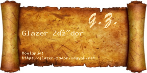 Glazer Zádor névjegykártya